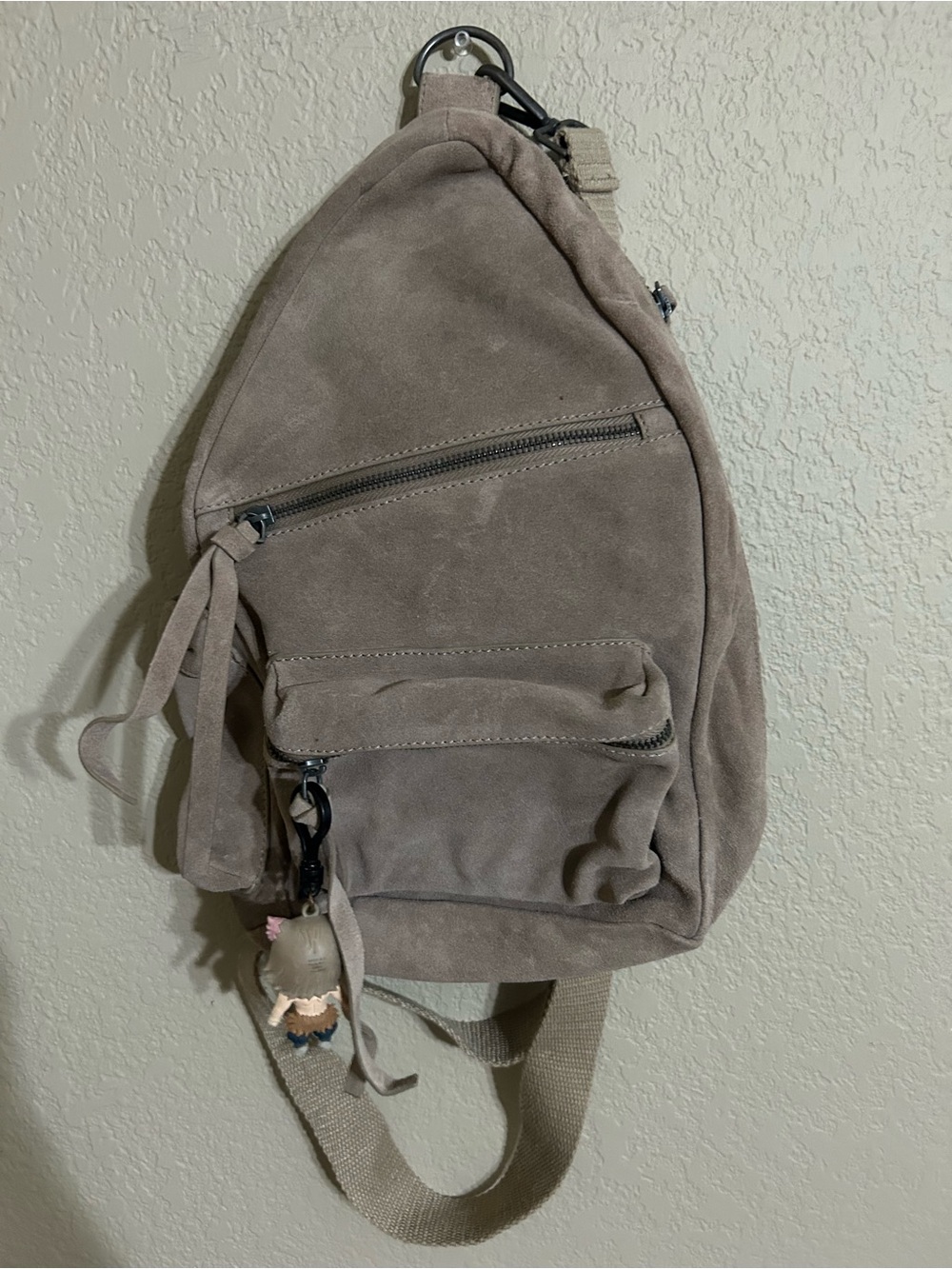 Free People Taupe Suede Sling Backpack